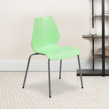 Flash Furniture 5 Pack HERCULES Series 770 lb. Capacity Green Stack Chair with Lumbar Support and Silver Frame. View a larger version of this product image.