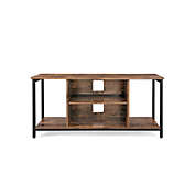 VASAGLE Rustic Brown & Black Open Storage TV Stand Table