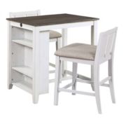 Lazzara Home Kaydee 3-Piece Rectangular Gray and White Wood Top Counter Height Dining Room Set