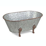 Contemporary Home Living 20" Silver and Brown Contemporary Style Galvanized Handmade Tub Decor