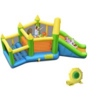 Gymax Inflatable Slide Bouncer Ball Pit Basketball Dart Game W/ 735W Blower