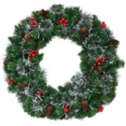 Slickblue 24 Inch Pre-lit Christmas Spruce Wreath with 8 Flash Modes