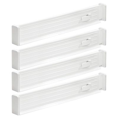 White mDesign Expandable Adjustable Dresser Drawer Divider Foam End 4 Pack 