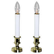 Northlight Set of 2 White and Gold Christmas Candle Lamps 9"
