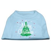 Mirage Pet Products Scribbled Merry Christmas Screenprint Shirt Baby Blue Small - 10" L