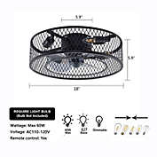 Stock Preferred Mute Ceiling Fan with LED Light 18 Inch Metal Cage Semi Flush 45cm 3 Speed
