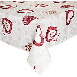 Okuna Outpost Valentine's Tablecloth with Red Hearts, Plastic Table Cover (52 x 52 in)