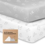 KeaBabies 2-Pack Mini Crib Sheets, Pack and Play Sheets Fitted, Pack N Play Sheets, Organic Fitted Crib Sheet (ABC Land)
