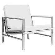 Studio Designs Home Atlas Accent Chair with Arms, Modern Chair, Chrome/White Bonded Leather