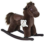 Halifax North America Kids Plush Ride-On Rocking Horse Toy Children Chair with Soft Plush Toy & Fun Realistic Sounds - Brown