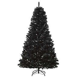 HOMCOM 7ft Artificial Christmas Tree Unlit Douglas Fir with Realistic Branches and 1346 Tips, Black Halloween Style