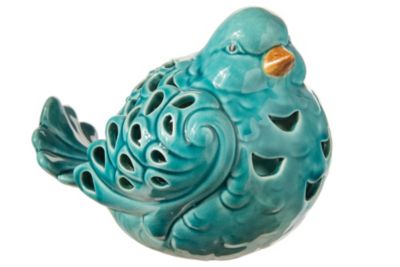 Turquoise Urban Trends Ceramic Nodding Bird Figurine with Gloss Finish