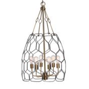 Contemporary Home Living 38.75" Uttermost Halstead 6 Light Farmhouse Pendant