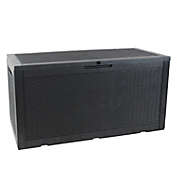 Sunnydaze Outdoor Deck and Patio Storage Box with Rattan Design - 100 Gal. - Phantom Gray