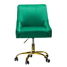 Karat Home Carina Velvet Task Chair in GREEN