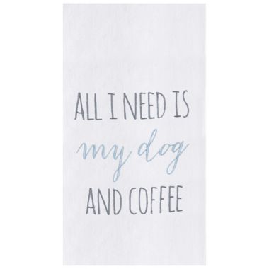 C&F Home My Dog & Coffee Embroidered Cotton Flour Sack Kitchen Towel Dishtowel. View a larger version of this product image.