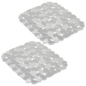 mDesign Kitchen Sink Protector Mat - Pebble Design - Small, 2 Pack