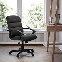 Flash Furniture Mid-Back Black Leather Office Chair