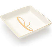 Juvale Letter F Ceramic Trinket Tray, Monogram Initials Jewelry Dish (4 x 4 Inches)