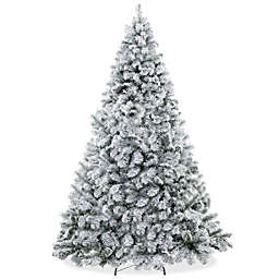Casafield Realistic Snow-Flocked Pine Artificial Holiday Christmas Tree with Sturdy Metal Stand