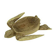 Zeckos Hand Carved Mahogany Sea Turtle Centerpiece Bowl 16 Inch