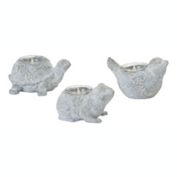 Melrose Home Decorative Animal Tea Light Holder (Set of 6) 3"H, 3.5"H, 4"H Resin/Stone Powder