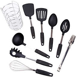 Gibson Chef's Better Basics 9-Piece Utensil Set with Round Shape Wire Caddy