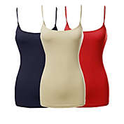 Inifnity Merch 3 Pcs. Large Adjustable Spaghetti Strap Camisoles in Navy/Taupe/Red