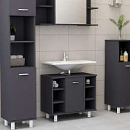 vidaXL Bathroom Cabinet Gray 23 6x12 6x21 1 Chipboard