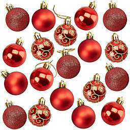 Juvale Red Christmas Ornament Balls, Shiny, Matte, and Glitter Ornaments Set (2.3 In, 36 Pack)
