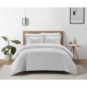 Chic Home Wesley Duvet Cover Set Contemporary Solid White With Dot Striped Pattern Print Design Bed In A Bag Bedding - Sheets Pillowcase Pillow Sham Included - 5 Piece - Twin 68x90", Dark Purple