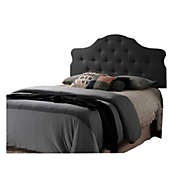 Saltoro Sherpi Button Tufted Queen Headboard with Arched Curved Design, Dark Gray-