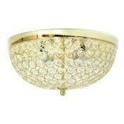 Elegant Designs Home Decorative 2 Light Elipse Crystal Flush Mount Ceiling Light, Gold