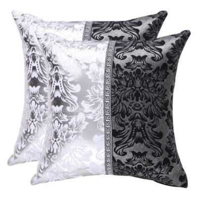 Black & Silver Floral Bling Throw Cushion Cover Pillow Case Square Home Decor 
