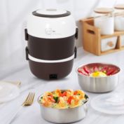 Kitcheniva Portable Lunch Box 3 Layers Electric Steamer Pot Rice Cooker Food Warmer 2L