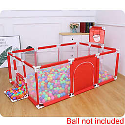 Kitcheniva Kids Baby Playpen Fence Safety Foldable Activity Center+Basketball Hoop, Red