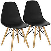 Costway-CA Set of 2 Mid Century Modern DSW Dining Side Chair-Black