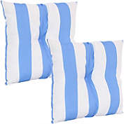 Sunnydaze 2 Outdoor Tufted Back Cushions - 19 x 19-Inch - Beach-Bound Stripe