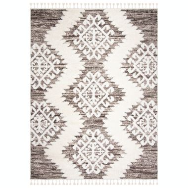 Moroccan Tassel Shag MTS652 Power Loomed Rug - Ivory/Brown - 9'x12' - Safavieh. View a larger version of this product image.
