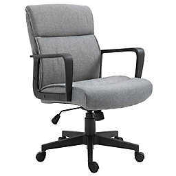 Vinsetto Mid Back Home Office Chai Height Adjustable Linen Fabric Desk Task Chair with Ergonomic Line Wide Seat, Thick Padding, and 360? Swivel Wheels