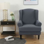 Infinity Merch Wing back Armchair Chair Slipcovers Furniture Protector Stretch 2-Piece Grey