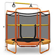 Slickblue 5 Feet Kids 3-in-1 Game Trampoline with Enclosure Net Spring Pad-Orange