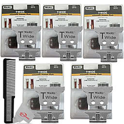 Wahl Five Pack  Detailer T Wide Adjustable Trimmer Blade Set #2215 with Styling Flat Top Comb