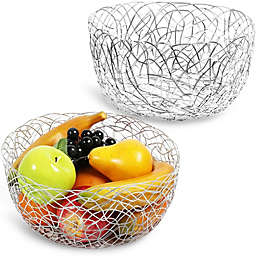 Okuna Outpost Wire Fruit Baskets, Silver Metal Farmhouse Kitchen Decor (2 Sizes, 2 Pack)