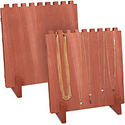 Farmlyn Creek Wood Necklace Display Stand, Jewelry Organizer (9 x 10 x 5.5 In, 2 Pack)