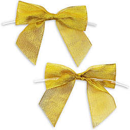 Bright Creations Gold Organza Bow Twist Ties for Favors and Treat Bags (1.5 Inches, 36 Pack)