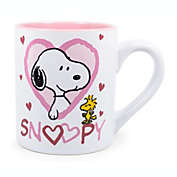 Exclusive Peanuts Snoopy And Woodstock Hearts Ceramic Coffee Mug   Charlie Brown Kitchen Accessories And Housewares   Drinkware For Home Bar Set   Holds 14 Ounces