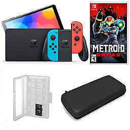 Nintendo Switch OLED in Neon with Pokemon Pearl and Accessories