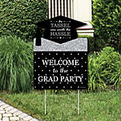 Big Dot of Happiness Silver Tassel Worth The Hassle - Graduation Decorations - Graduation Party Welcome Yard Sign