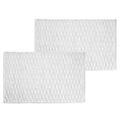 mDesign Cotton Spa Mat Accent Rug, Diamond Design, 34" x 21" - 2 Pack - White